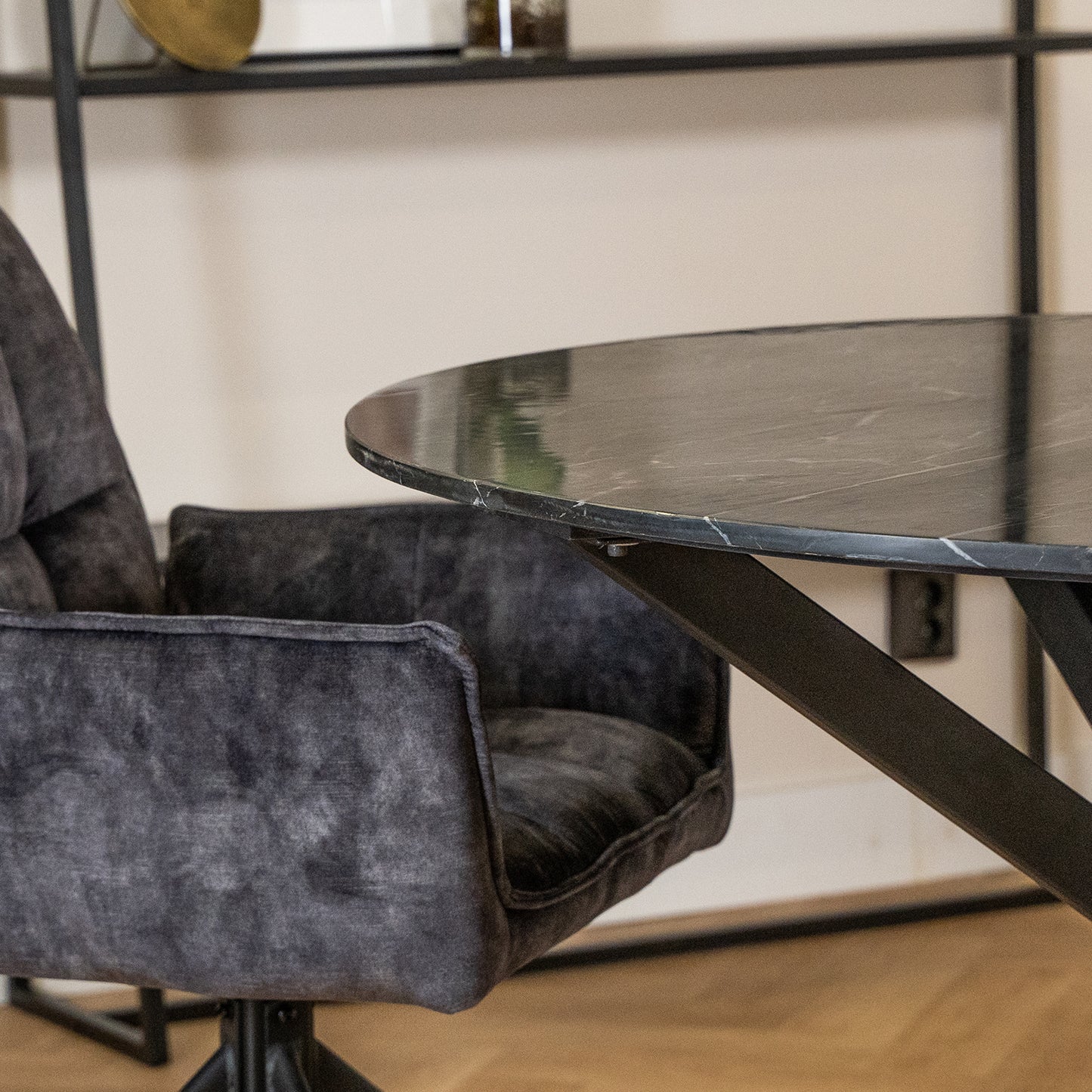 Eettafel Lynn | Rond | Zwart marmer