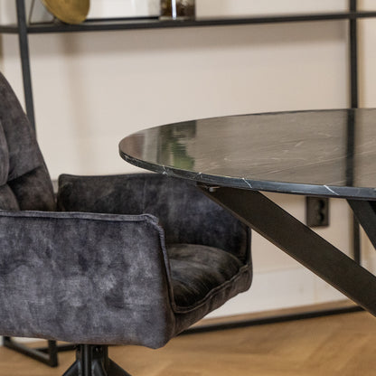 Eettafel Lynn | Rond | Zwart marmer
