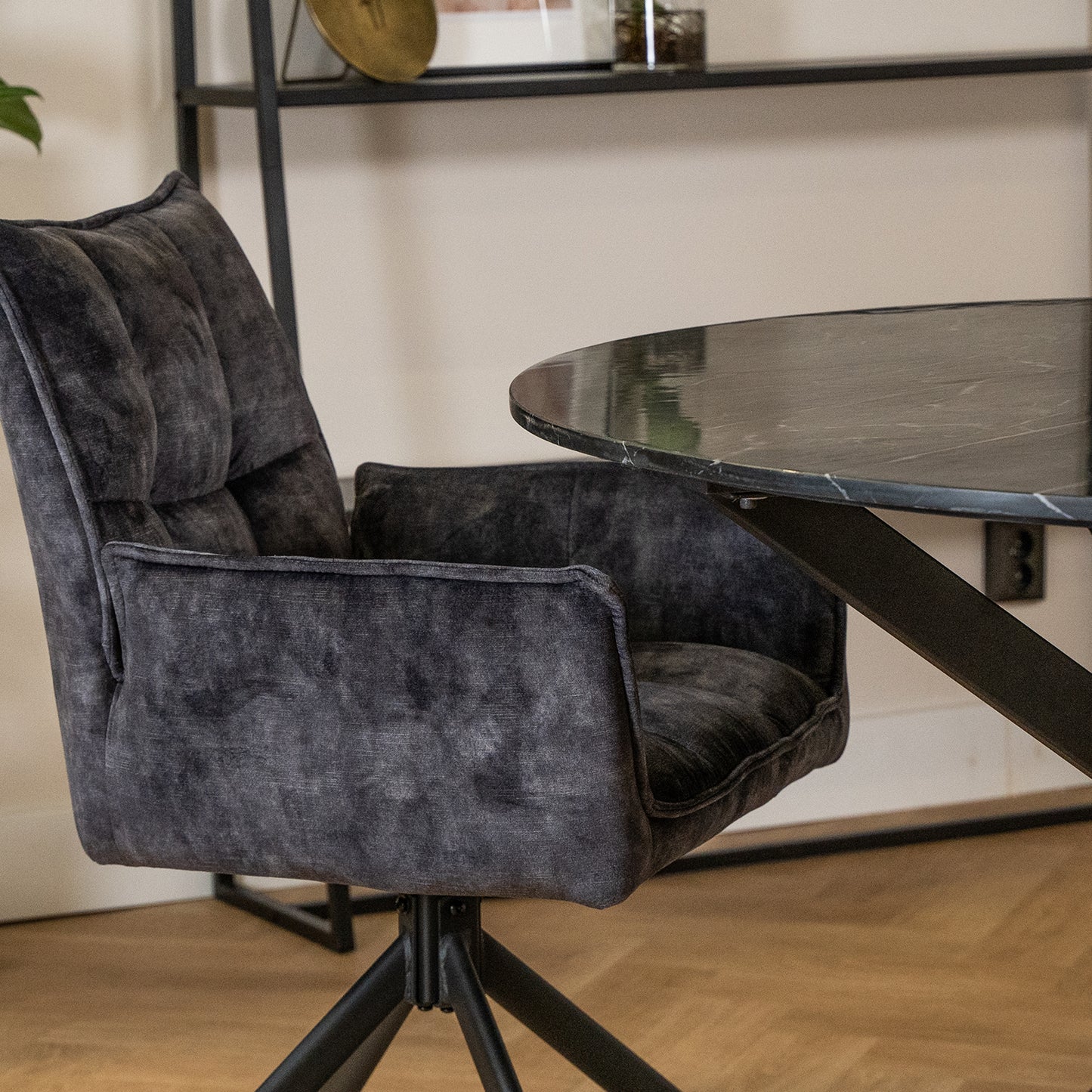 Eettafel Lynn | Rond | Zwart marmer