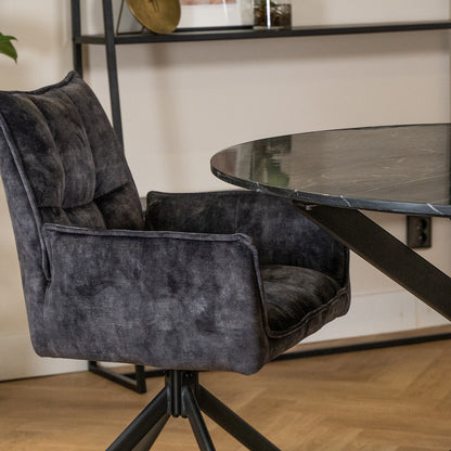 Eettafel Lynn | Rond | Zwart marmer