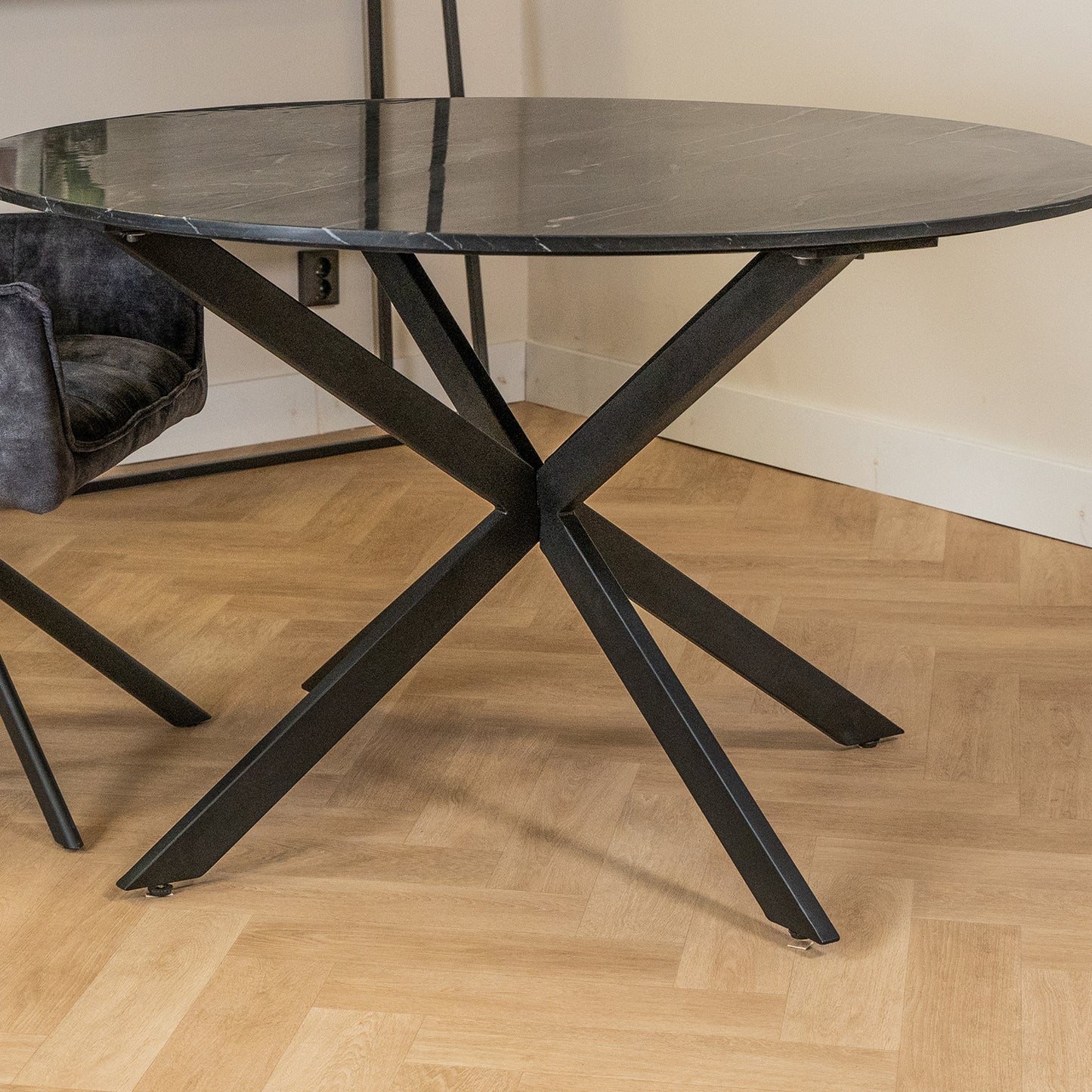 Eettafel Lynn | Rond | Zwart marmer