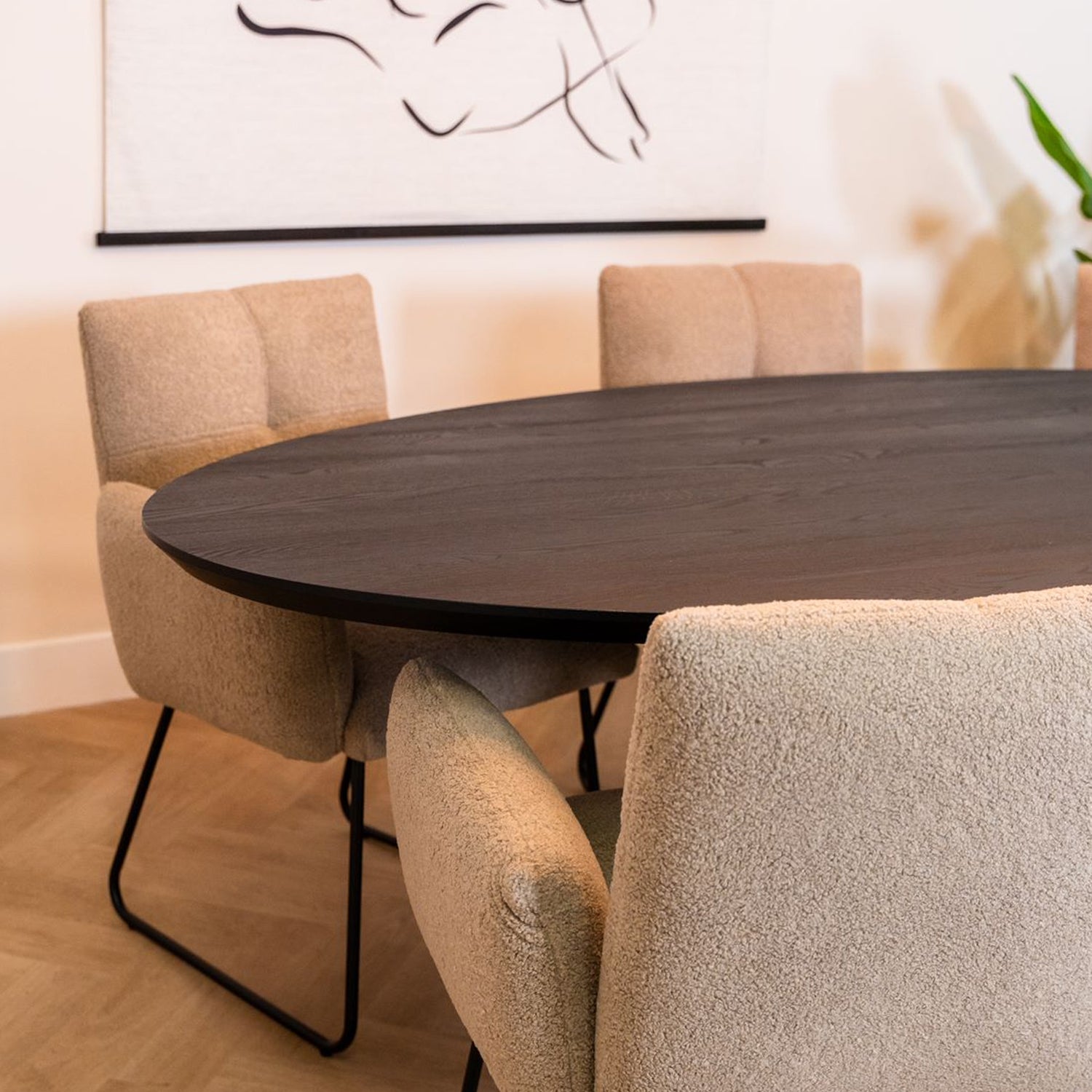 eettafel zwart ovaal eikenhout