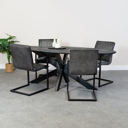 zwarte eettafel ovaal mangohout