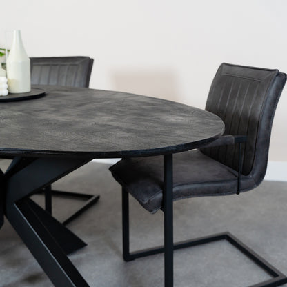 ovale eettafel zwart mangohout