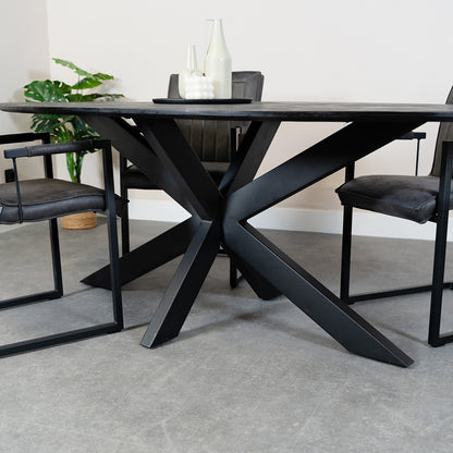 ovale eettafel zwart met matrix poot