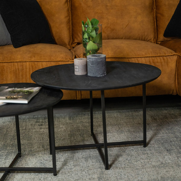 Salontafel Axel set van 2 magazijn leegverkoop, vooraanzicht in een interieur