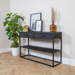 zwart mangohouten sidetable yara visgraat