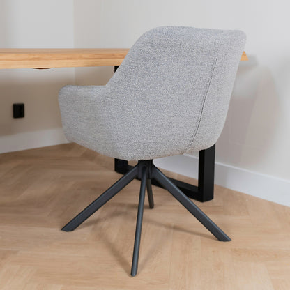 draaibare boucle eetkamerstoel alba staal