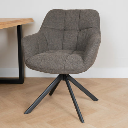 draaibare eetkamerstoel donker bruin boucle