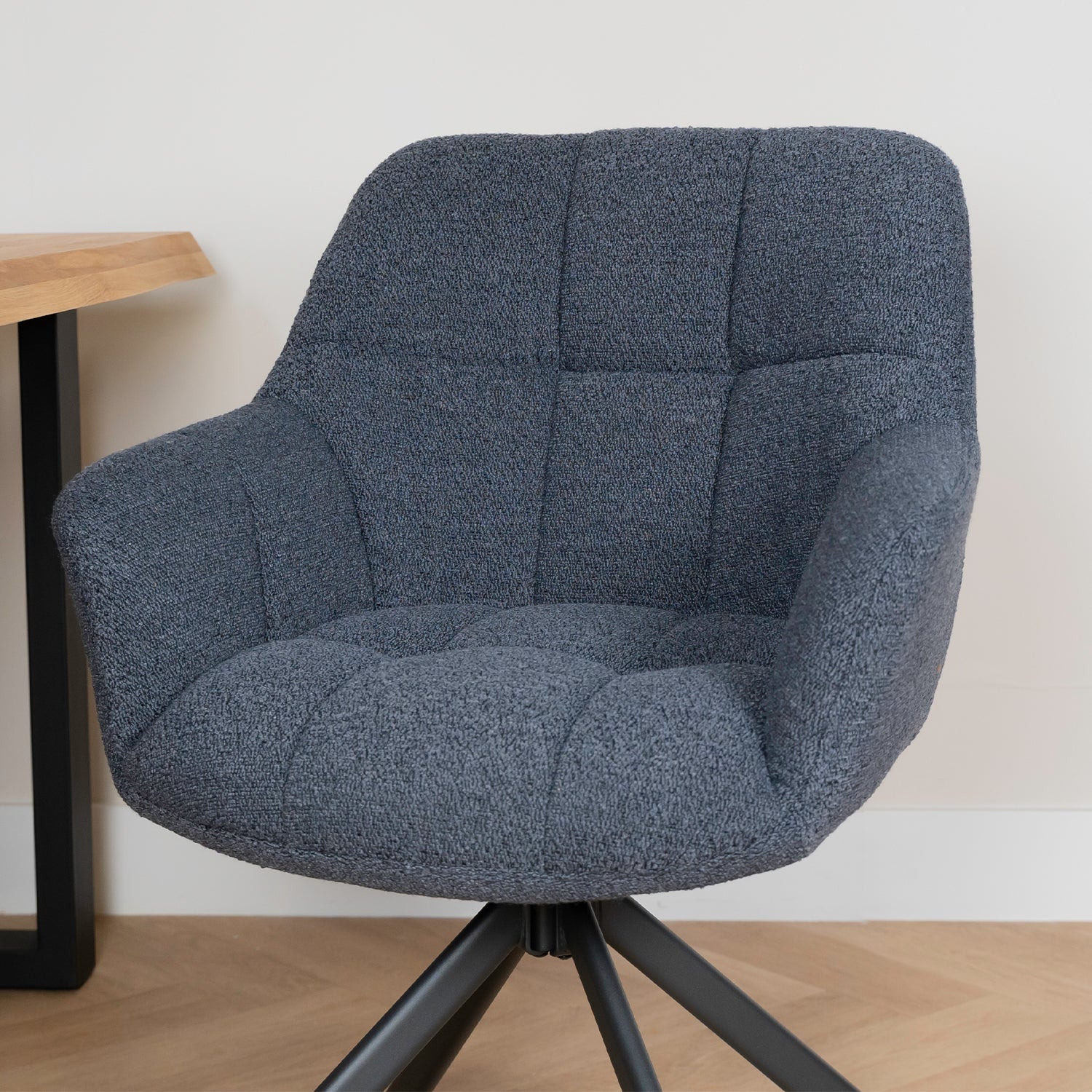 draaibare eetkamerstoel boucle indigo