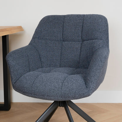 draaibare eetkamerstoel boucle indigo
