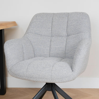 draaibare eetkamerstoel bouclé staal kleur 