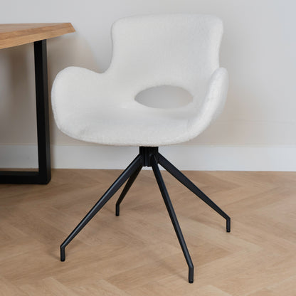Eetkamerstoel Campo | Wit Teddy | Draaibaar