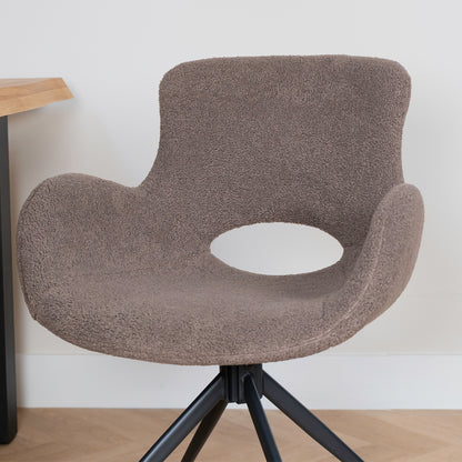 Eetkamerstoel Campo | Donker Bruin Teddy | Draaibaar