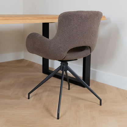 Eetkamerstoel Campo | Donker Bruin Teddy | Draaibaar