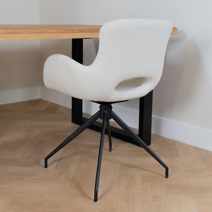 Eetkamerstoel Campo | Wit Teddy | Draaibaar