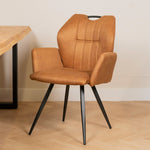 Eetkamerstoel Puck | Cognac Microvezel | Magazijn leegverkoop