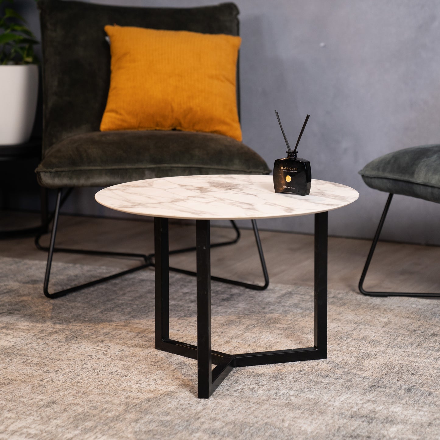 Marmeren Salontafel Rond 60 Mat Wit