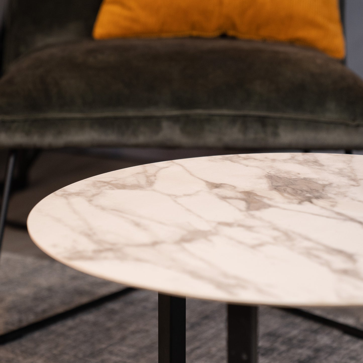 Marmeren Salontafel Rond 60 Mat Wit