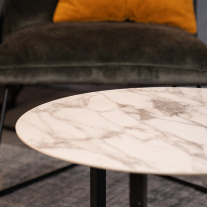 Marmeren Salontafel Rond 60 Mat Wit