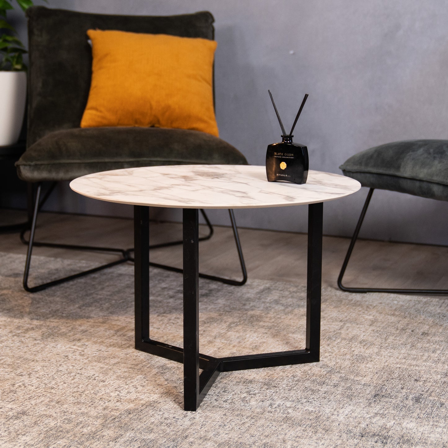 Marmeren Salontafel Rond 60 Mat Wit