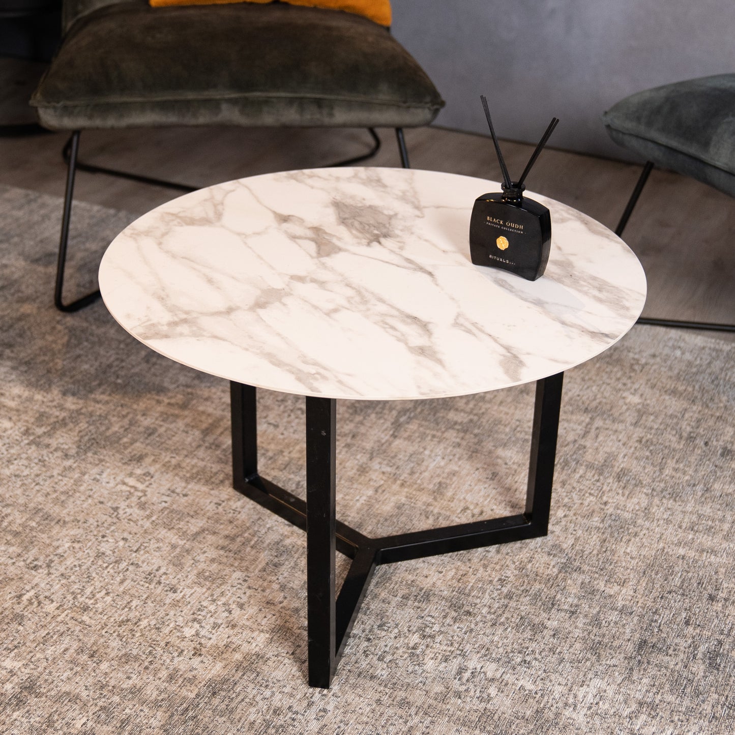 Marmeren Salontafel Rond 60 Mat Wit