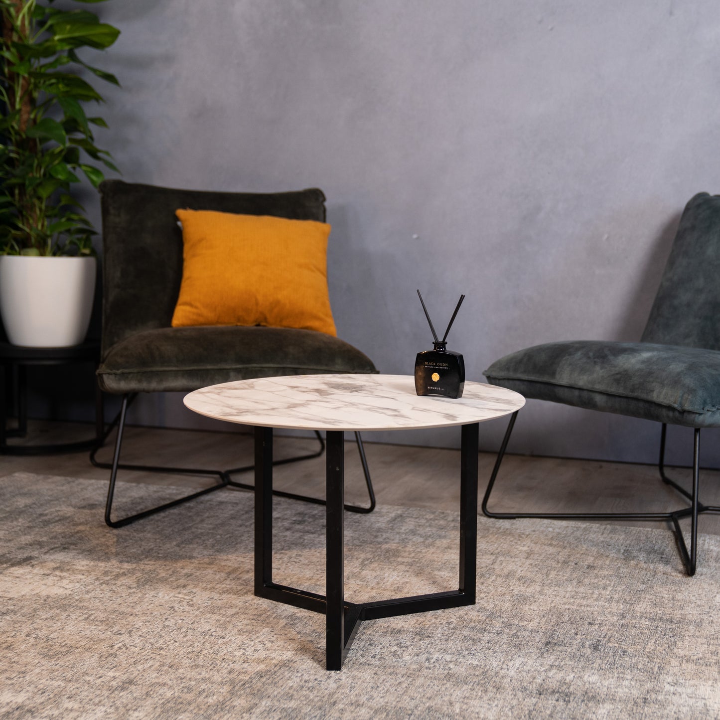 Marmeren Salontafel Rond 60 Mat Wit