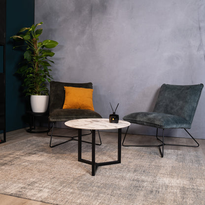 Marmeren Salontafel Rond 60 Mat Wit