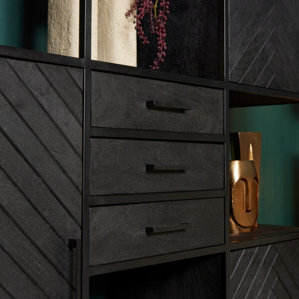 Vakkenkast Yara | Mangohout | Zwart