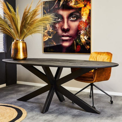 ovale eettafel zwart mangohout