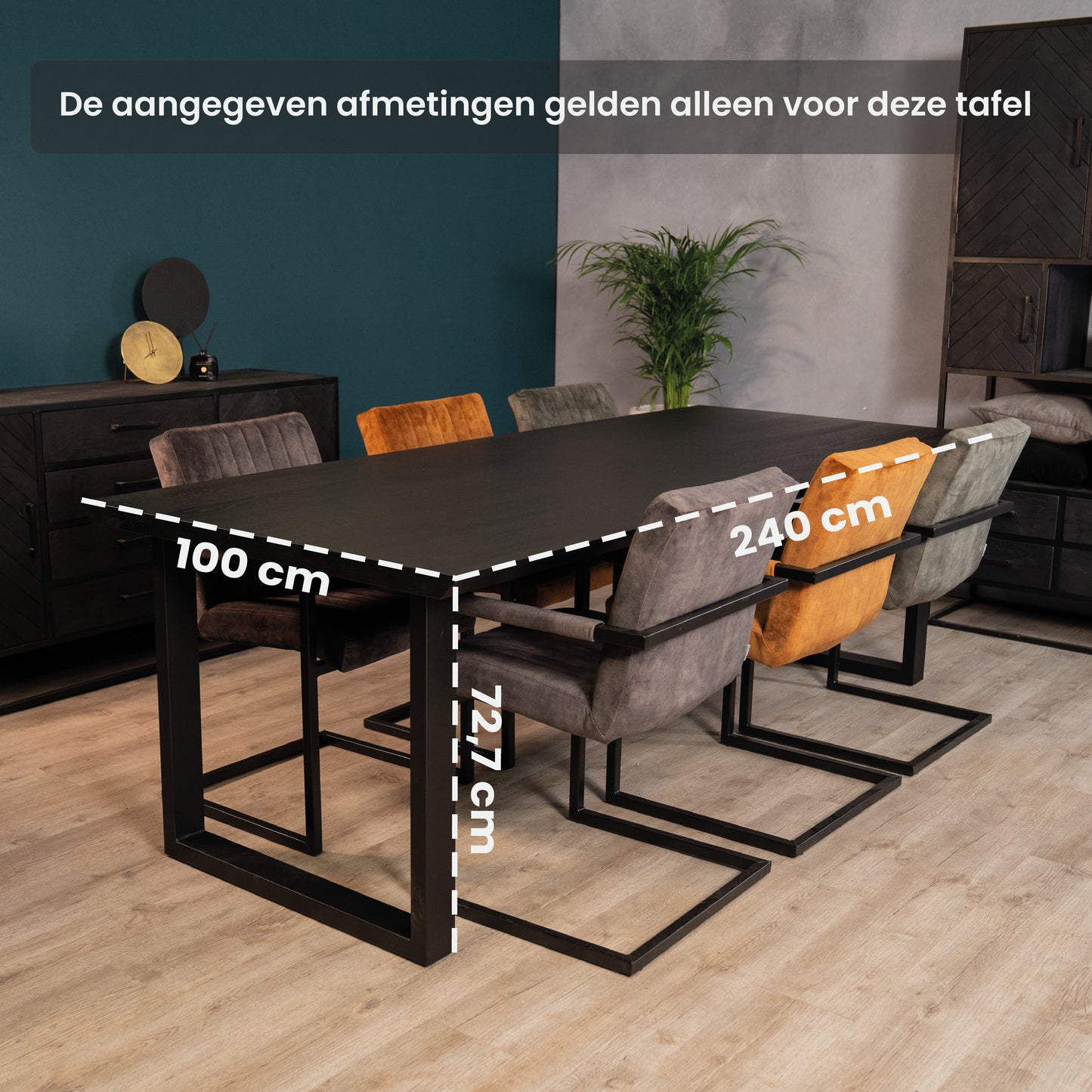 Eettafel Thorben | Eikenhout | Zwart